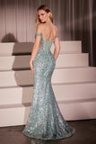 OFF SHOULDER SEQUIN FITTED GOWN