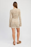 RUCHED CROCHET MINI DRESS