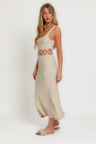 SQUARE NECK SLEEVELESS CROCHET MIDI DRESS