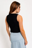 SATIN BOW DETAIL SLEEVELESS SWEATER TOP