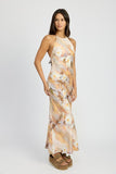 HALTER NECK FLORAL MAXI DRESS