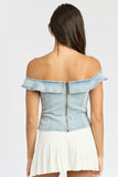 OFF SHOUDER BUSTIER TOP WITH BACK ZIPPER