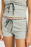 LACE WAIST MINI SHORTS WITH DRAWSTRING