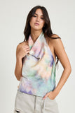 TOP CON COLLO A CAPPUCCIO TIE DYE