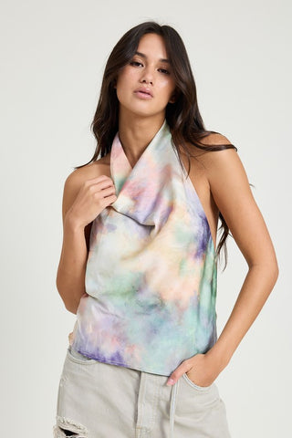 TIE DYE COWL NECK TOP