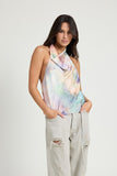 TOP CON COLLO A CAPPUCCIO TIE DYE