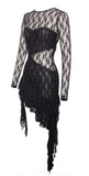 OMARIA BLACK LACE MINI DRESS