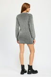 MOCK NECK MINI RIB SWEATER DRESS