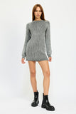 MOCK NECK MINI RIB SWEATER DRESS