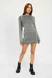 MOCK NECK MINI RIB SWEATER DRESS