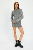 MOCK NECK MINI RIB SWEATER DRESS