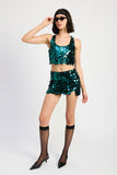 SEQUIN MINI SKIRT WITH SLIT