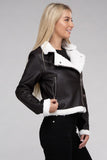 PLUSH TEDDY PU LEATHER JACKET