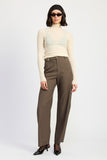 TROUSER PANTS WITH ADJUSTABLE WAIST BAND BUCKLE