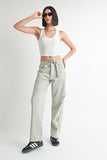 DISTRESSED WIDE LEG PANTS