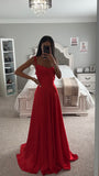 RED A LINE CINDERELLA SATIN GOWN