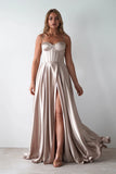 A LINE SATIN BUSTIER MAXI DRESS