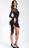 OMARIA BLACK LACE MINI DRESS