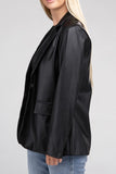 SLEEK PU LEATHER BLAZER