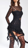 OMARIA BLACK LACE MINI DRESS