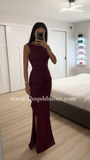 FITTED NEOPRENE BURGUNDY DRESS