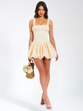 MARYLIN EGG WHITE SATIN CORSET MINI DRESS