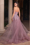 STRAPLESS GLITTER REMOVABLE TULLE GOWN