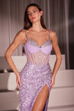 PURPLE BEADED FITTED DRESS