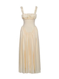 NOREEN EGG WHITE SATIN CORSET MAXI DRESS