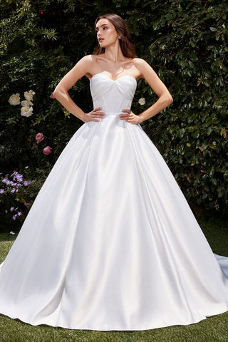 STRAPLESS SATIN BRIDAL BALL GOWN