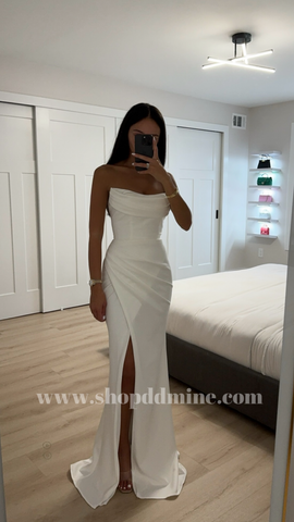 OFF WHITE STRAPLESS CHIFFON GOWN