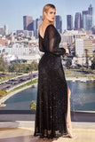 LONG SLEEVE SEQUIN GOWN