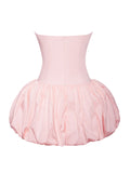 OLETTA PINK CORSET STRAPLESS BUBBLE HEM MINI DRESS