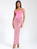 JULIANA PINK CORSET SEQUIN MAXI DRESS