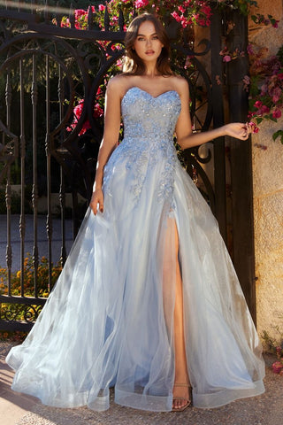 LAYERED TULLE STRAPLESS BALL GOWN