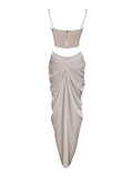 CANDICE CHAMPAGNE CRYSTAL EMBELLISHED CORSET GOWN