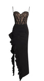 JULIA BLACK LACE CORSET MAXI DRESS