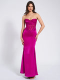 Everleigh Fuchsia Lace Satin Corset Maxi Dress