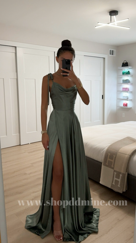 MOSS GREEN CINDERELLA SATIN GOWN