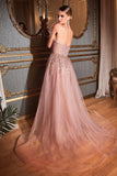 STRAPLESS GLITTER REMOVABLE TULLE GOWN