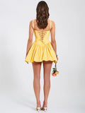 KADI YELLOW COTTON CORSET MINI DRESS