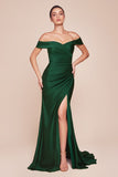 OFF SHOULDER STRETCH SPANDEX GOWN