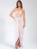 CANDICE CHAMPAGNE CRYSTAL EMBELLISHED CORSET GOWN