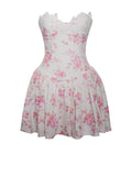 SAMARA FLORAL DROP WAIST LINEN CORSET PUFFY MINI DRESS