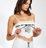 LONDYN WHITE VELVET CORSET TOP