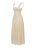 NOREEN EGG WHITE SATIN CORSET MAXI DRESS