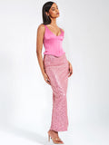 JULIANA PINK CORSET SEQUIN MAXI DRESS