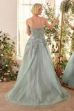 STRAPLESS EMBELLISHED TULLE BALL GOWN