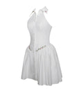 HAILEY WHITE HALTER DROP WAIST MINI DRESS