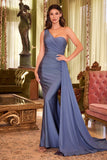 ONE SHOULDER STRETCH SATIN GOWN